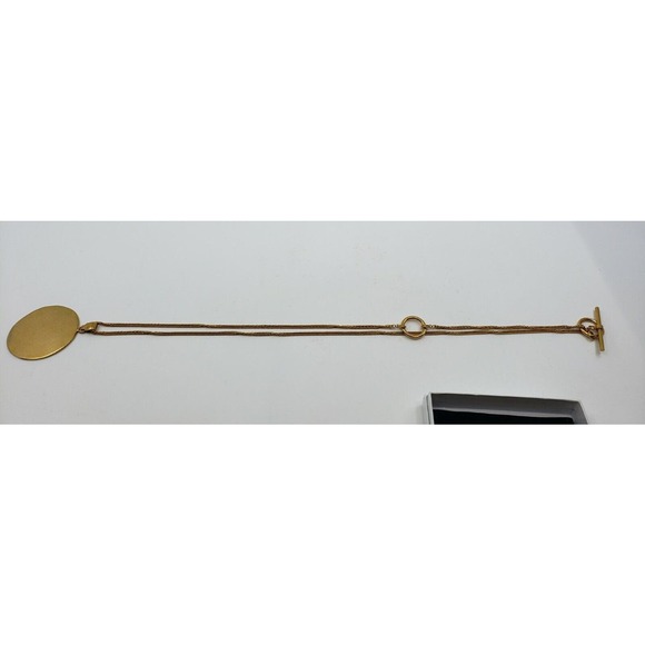 CELINE BY PHOEBE PHILO GOLD TONE PENDANT TOGGLE NECKLACE WITH LONG CHAIN - Picture 1 of 8